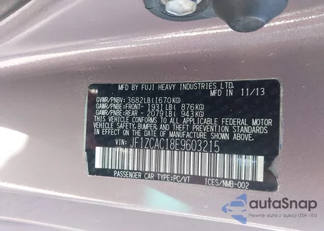 2014 Subaru Brz Limited z USA, uszkodzony, nr VIN JF1ZCAC18E9603215